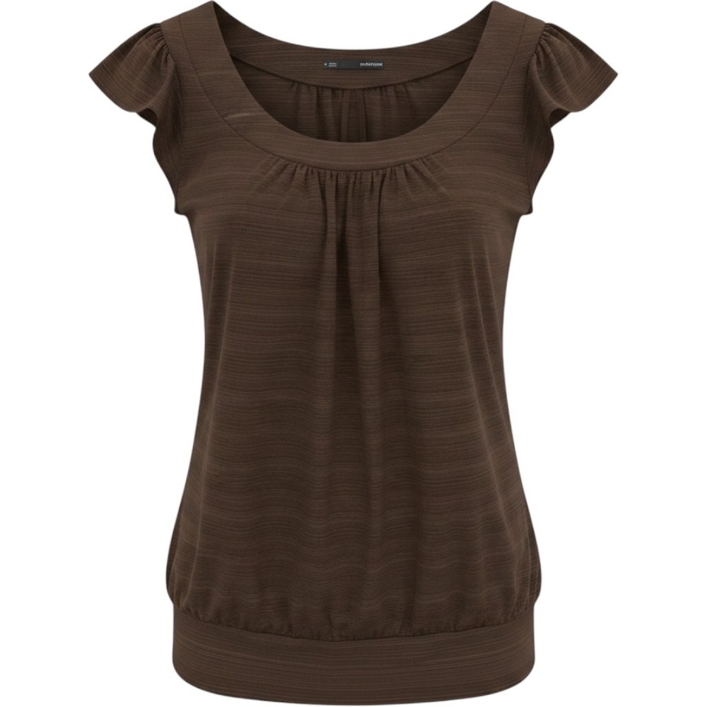 Y2K Maurices Small Brown Striped Cap Sleeve Bubble Hem Blouse Top Stretch  Tunic